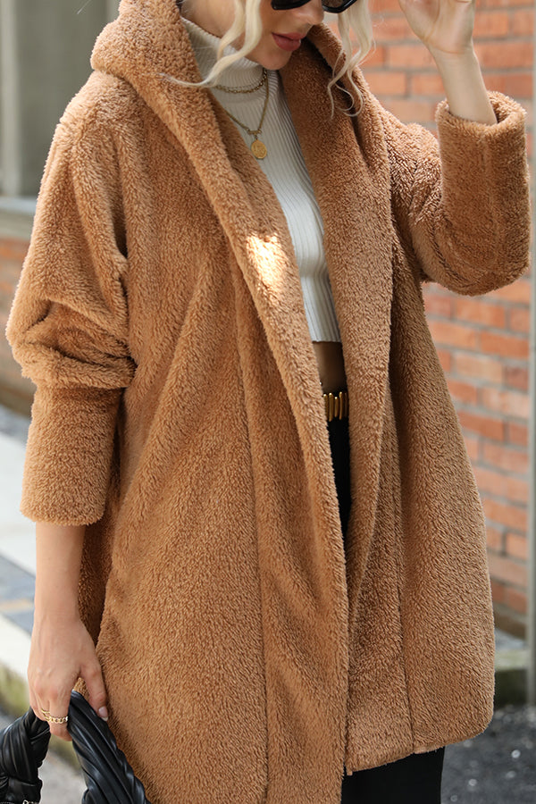 Solid Color Double-faced Velvet Casual Loose Long Coat