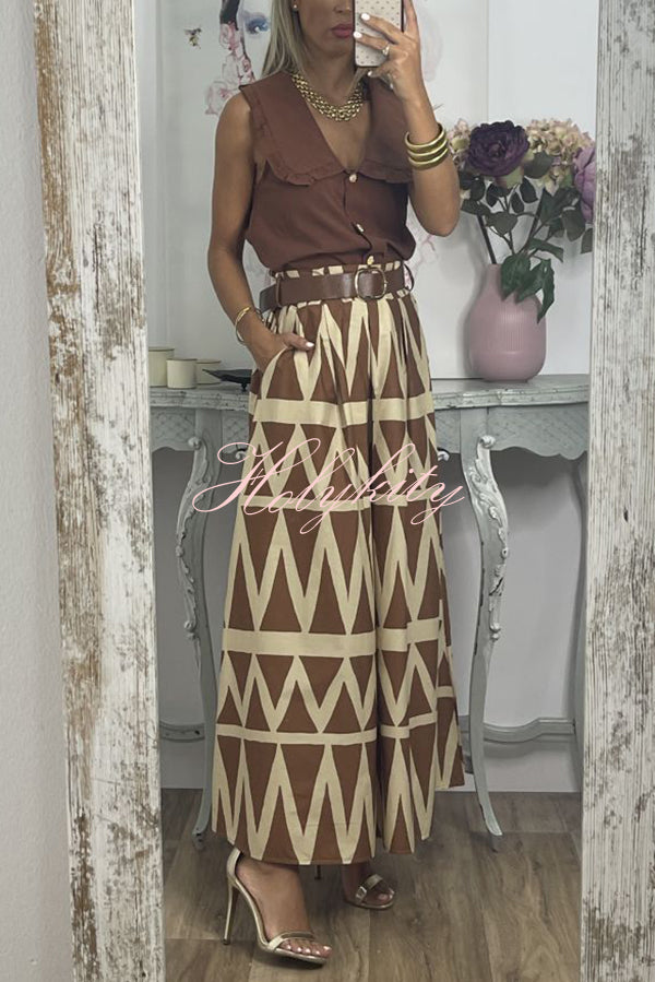 Unique Print Loose Pocket Holiday Maxi Skirt