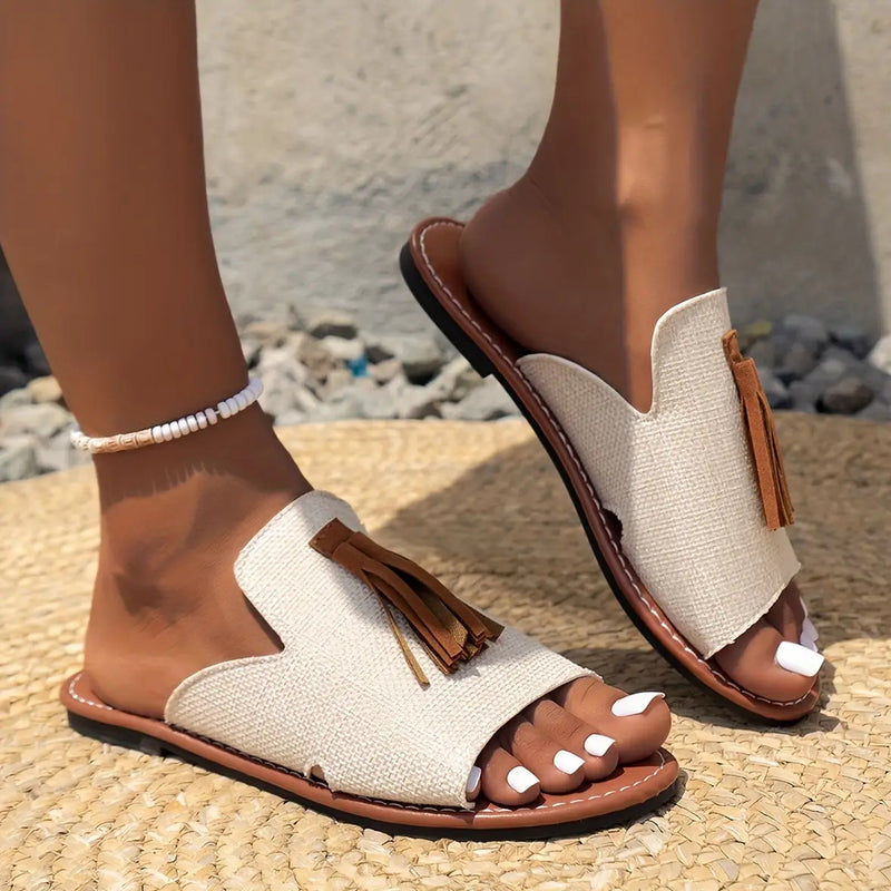 Fashionable Casual Tassel Flat Beach Sandals