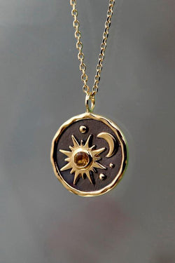 Vintage Sun Moon Exquisite Zircon Necklace