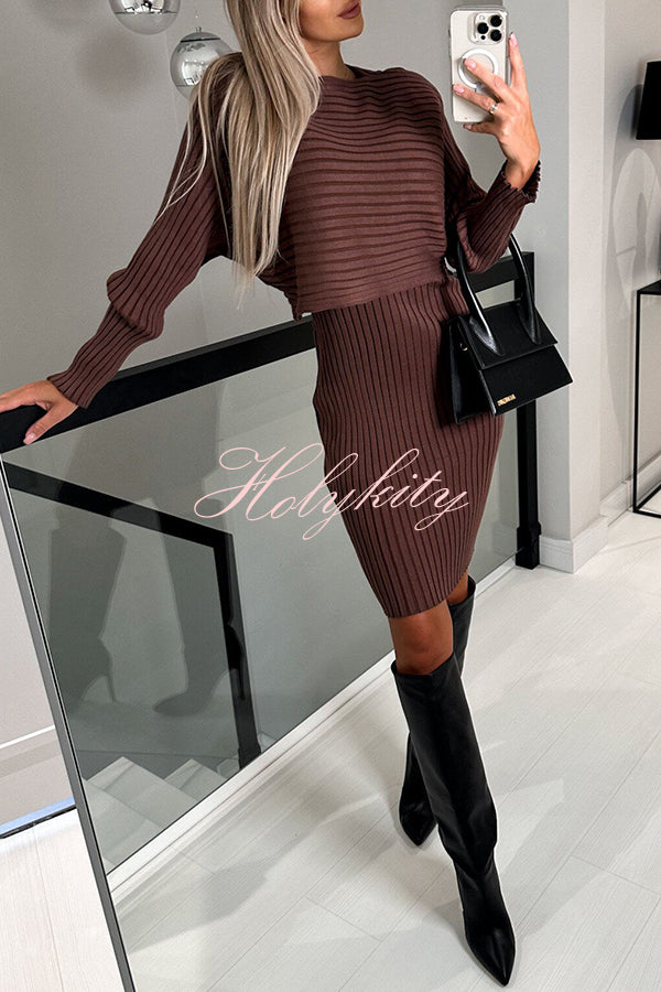 Striped Long Sleeved Top and Strappy Mini Dress Set