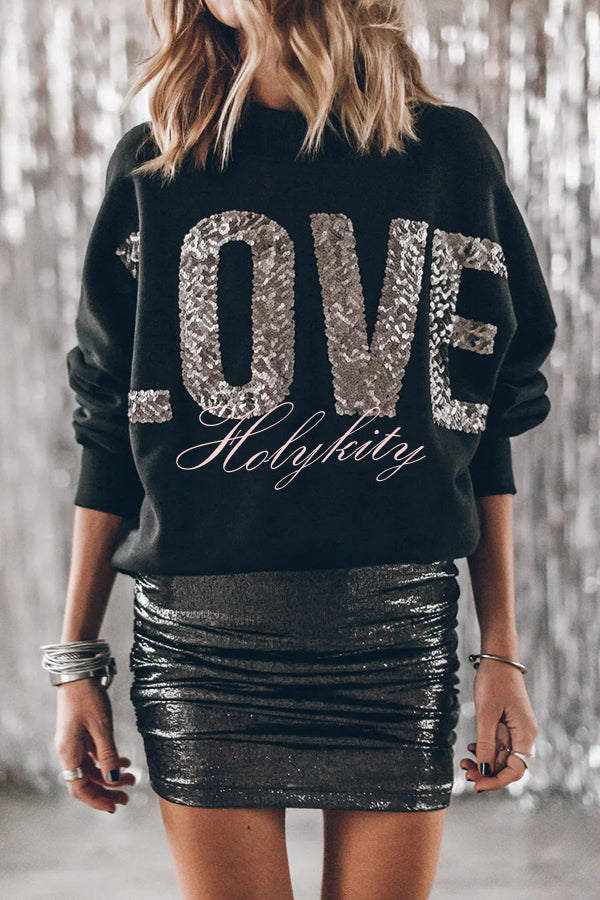 Lots of Love for You Sequin Loose Pullover Top