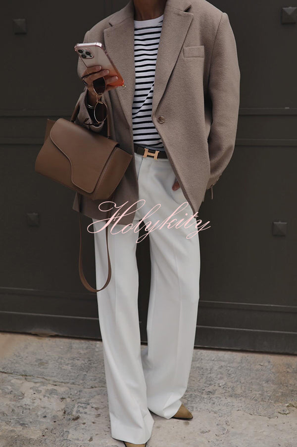 Solid Color Lapel Long Sleeve Loose Blazer