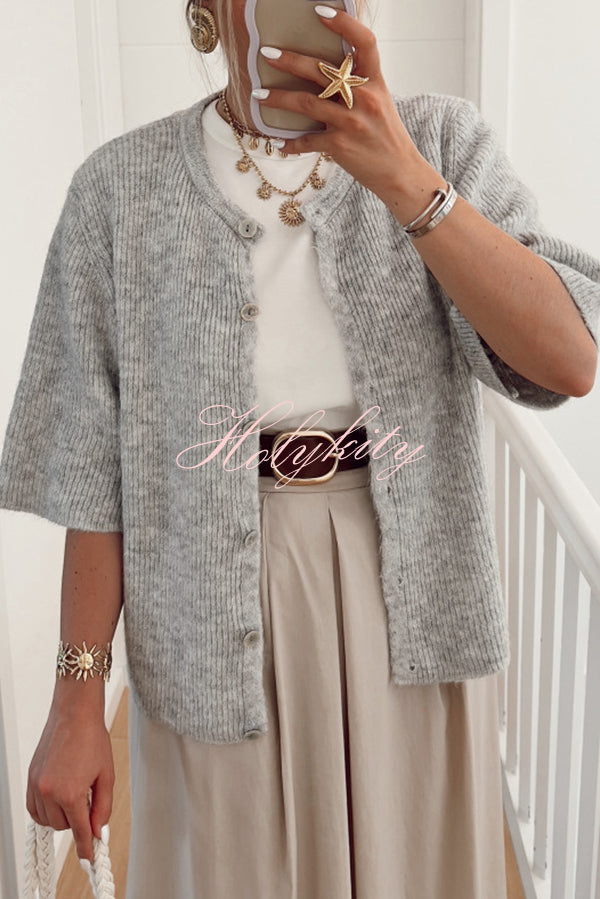 Solid Color Casual Buttoned Loose Knitted Cardigan