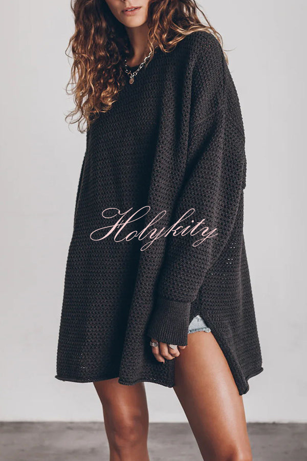 Cup of Cozy Knit Oversized Slit Side Sweater