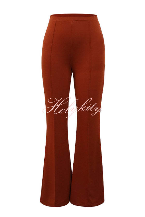 Downtown Dates High Rise Elastic Waist Stretch Flared Pants