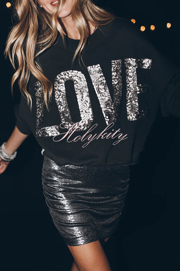 Lots of Love for You Sequin Loose Pullover Top