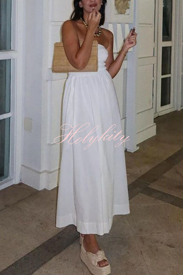 Retro Revival Sleeveless Off-shoulder Elastic Pleated Maxi Dress