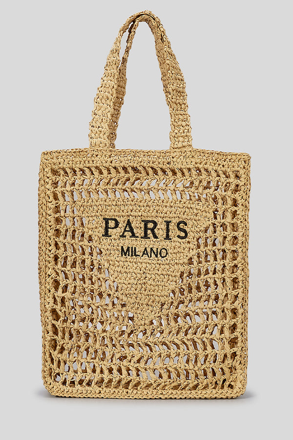 Letter Hollow Woven Beach Bag