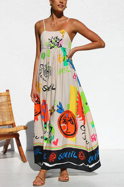 Rosalinda Unique Print Back Tie-up Lightweight Maxi Dress