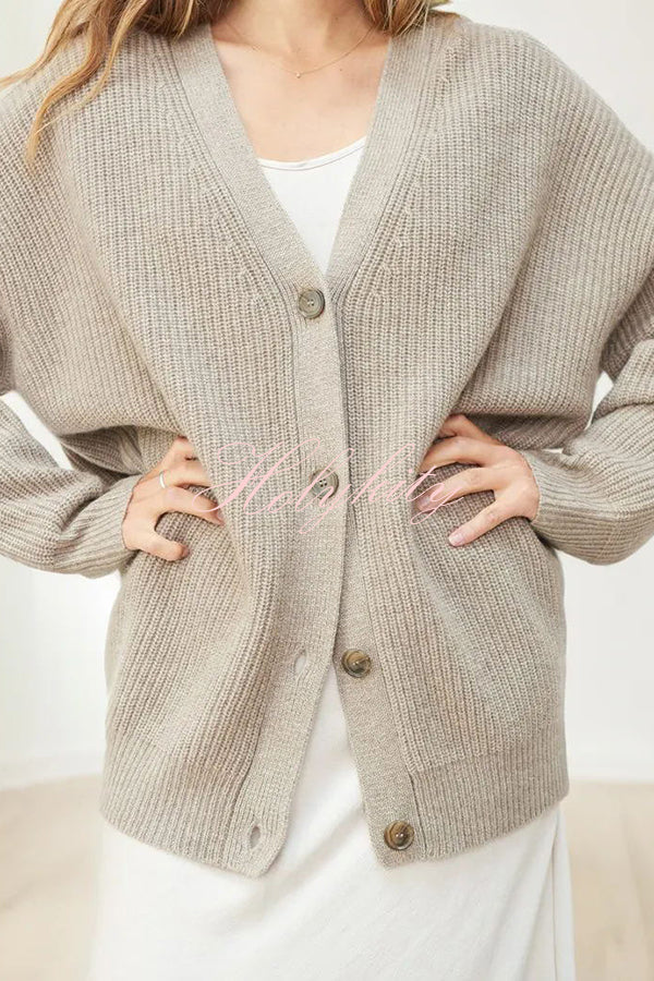 Mountain View Knit Ribbed Button Relaxed Cardigan