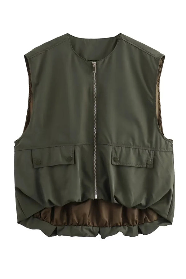 Fashionable Loose Sleeveless Pocket Casual Vest