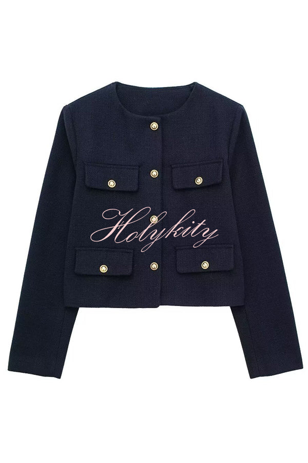 Stylish Buttoned Long Sleeve Casual Pocket Blazer