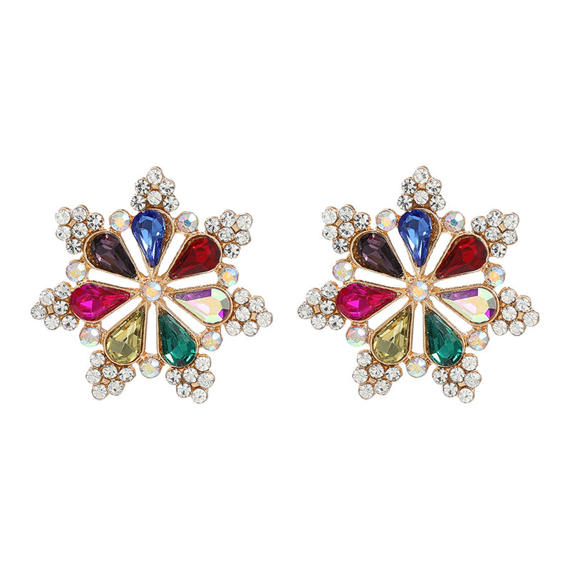 Exaggerated Diamond Flower Earrings