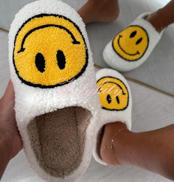 Smiley plush slippers