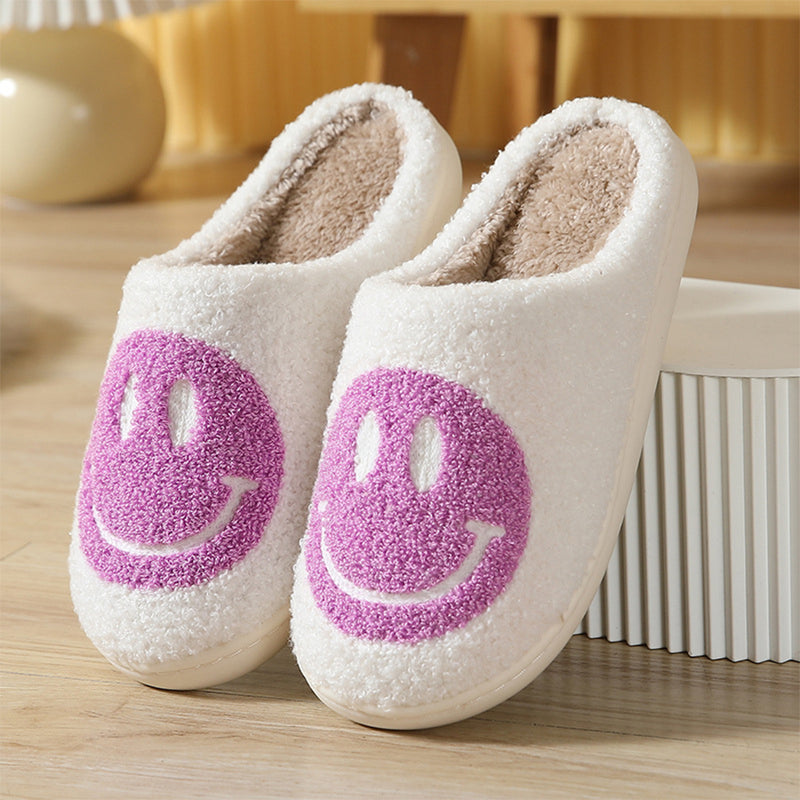 Smiley plush slippers