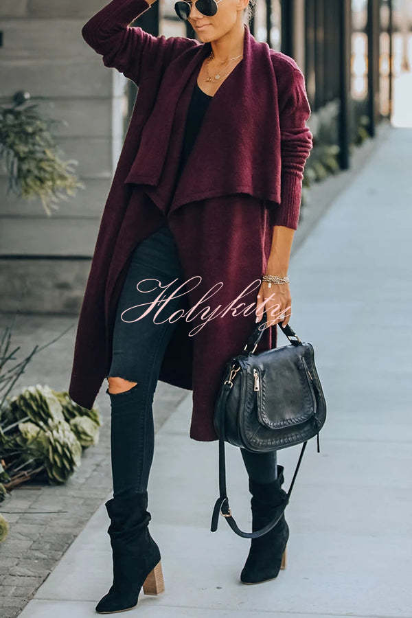 Fireside Pocketed Oversized Drape Neckline Knit Cardigan