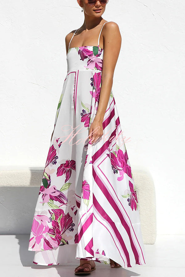 Bailey Unique Print Back Smocked A-line Slip Maxi Dress