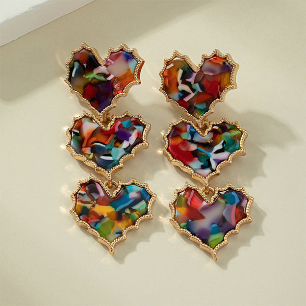 Modern Style Heart Shape Acetic Acid Sheets Drop Earrings