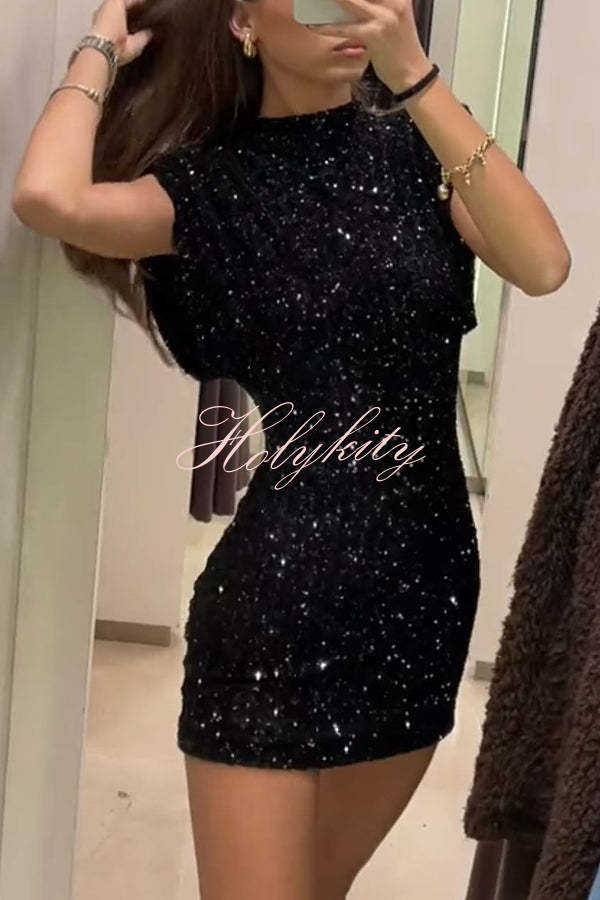 Adorable Sexy Vibes Sequin Wide Sleeve Mini Dress