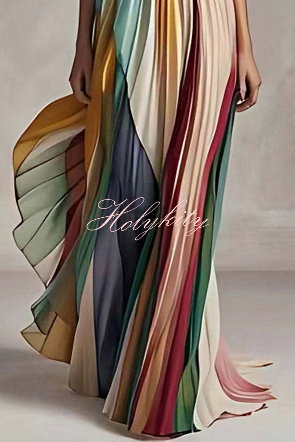 Sexy Off-shoulder Tube Top Waist Color Maxi Dress