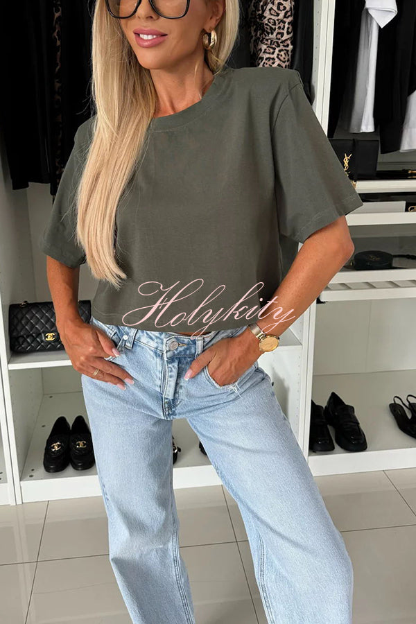 Tayshia Short Sleeve Crop Stretch T-shirt