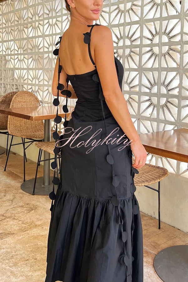 Romantic Getaway Round Decorative Draped Braid Fishtail Midi Dress