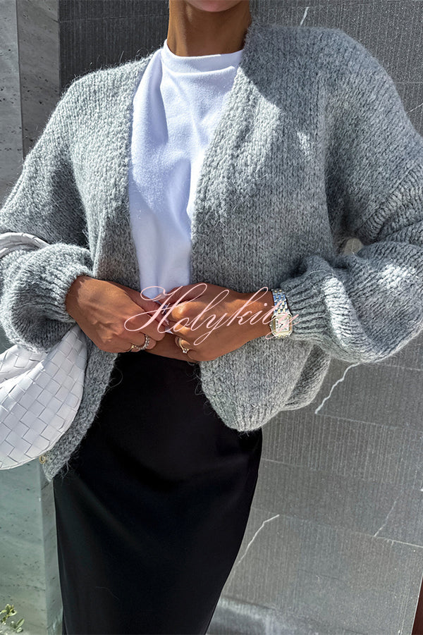 Solid Color Casual Long Sleeve Knitted Cardigan