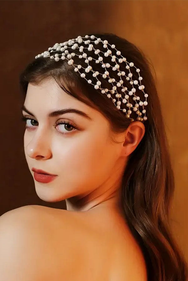 Handmade Pearl Mesh Pressed Hair Headband