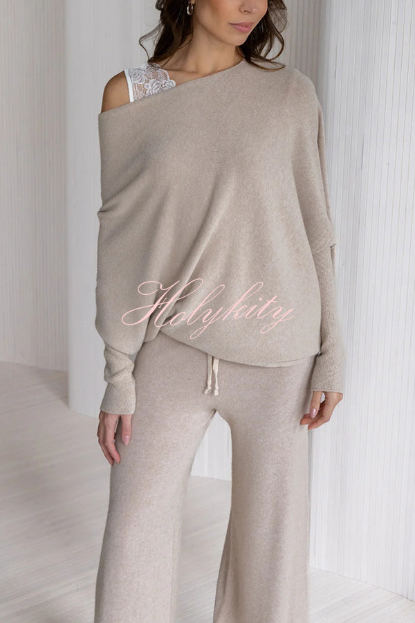 Solid Color Round Neck Long Sleeve Loose Knitted Sweater