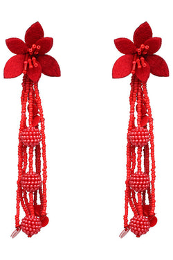 Stylish Floral Tassel Beaded Earrings