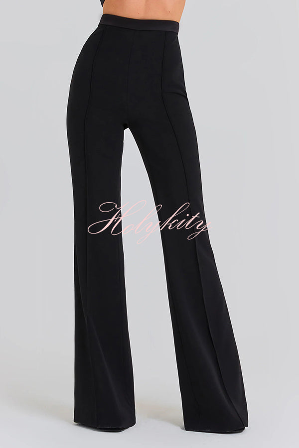 Downtown Dates High Rise Elastic Waist Stretch Flared Pants