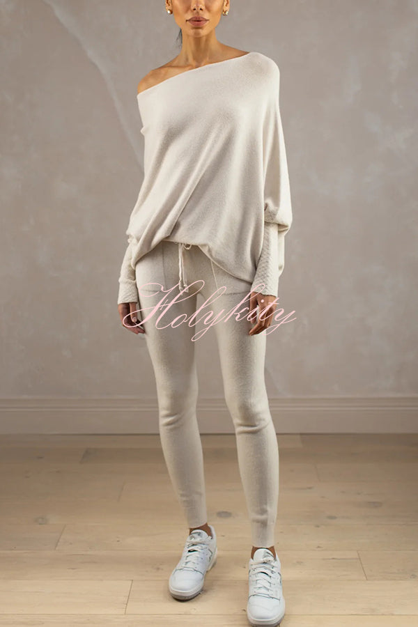 Solid Color Round Neck Long Sleeve Loose Knitted Sweater