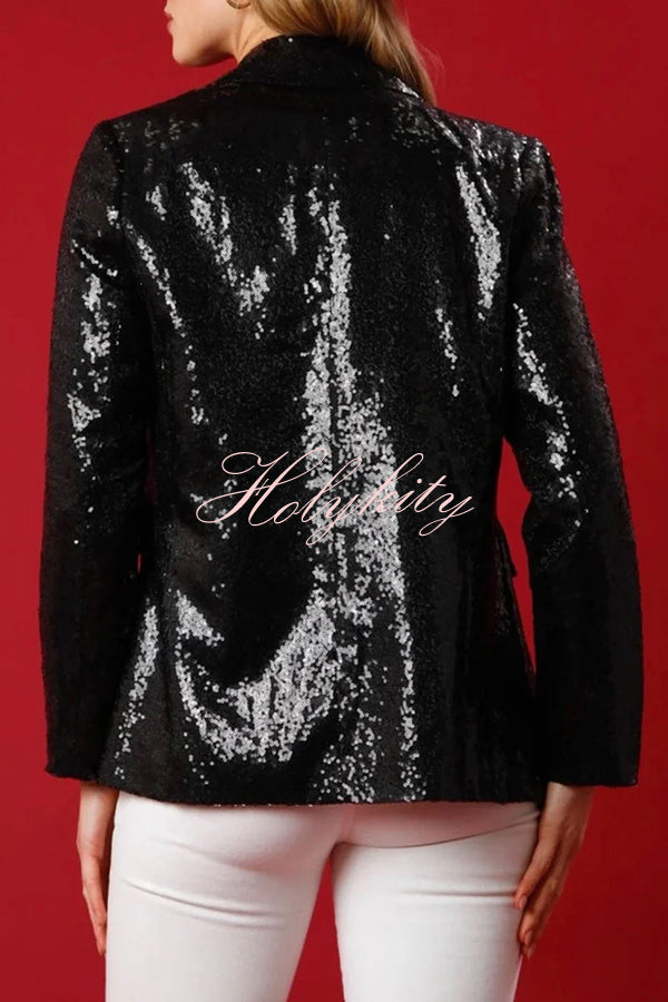 Make Your Christmas High Sequin Nutcracker Lapel Loose Blazer