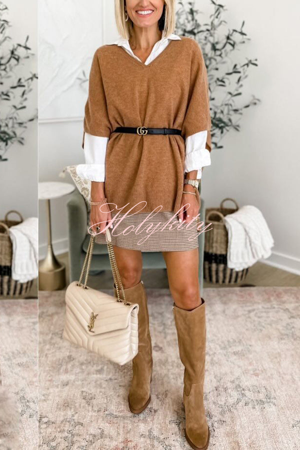 Super Comfortable and Versatile Knit Loose Poncho Sweater