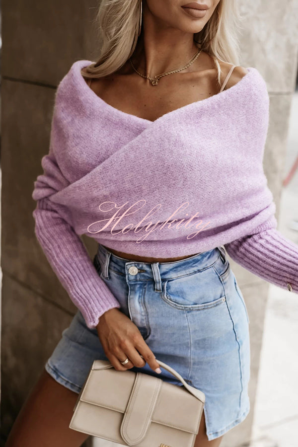 Warm in Two Ways Knit Off Shoulder Relaxed Poncho Sweater