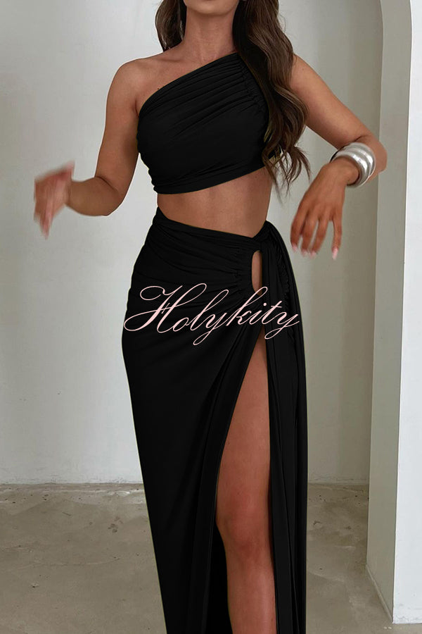 Sexy Backless Bandeau Top and Slim Slit Skirt Set