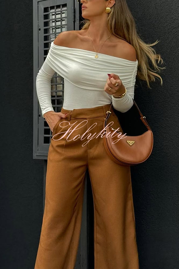 Solid Color Casual Pocket Loose Wide-leg Pants