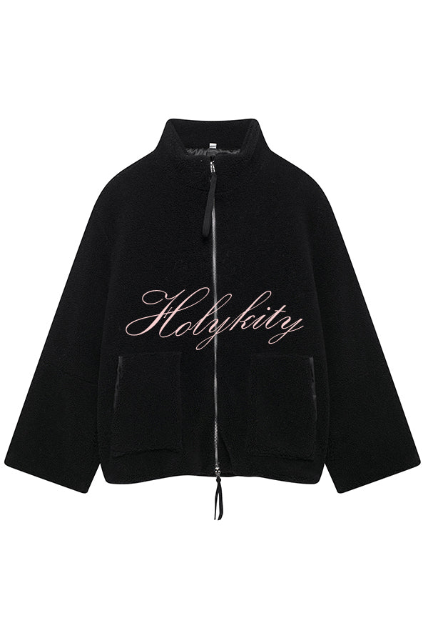 Solid Color Stitching High Collar Long Sleeve Loose Pocket Woolen Coat