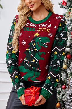 Christmas Pattern Crew Neck Long Sleeve Sweater