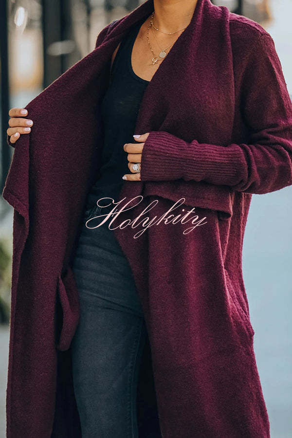 Fireside Pocketed Oversized Drape Neckline Knit Cardigan