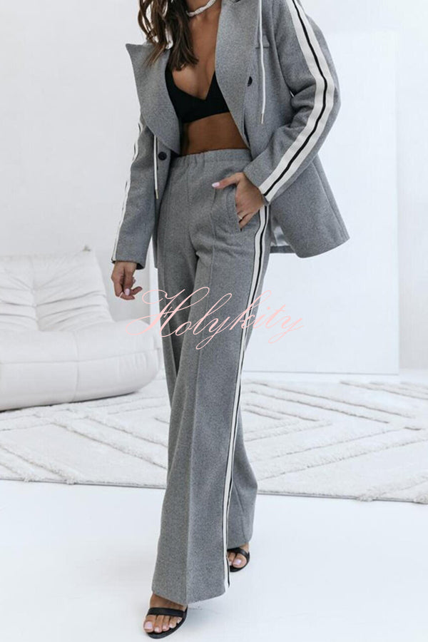 Easy Street Sporty Patchwork Elastic Waist Pocketed Loose Pants