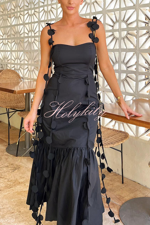 Romantic Getaway Round Decorative Draped Braid Fishtail Midi Dress