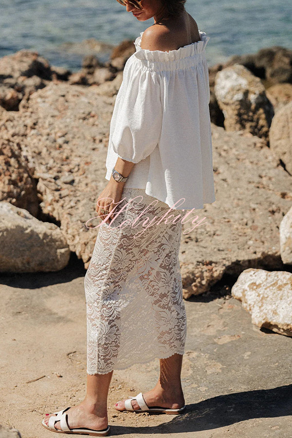 Elegant and Stylish Lace High Rise Elastic Waist Pencil Skirt