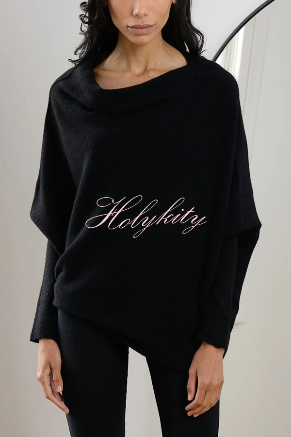 Solid Color Round Neck Long Sleeve Loose Knitted Sweater