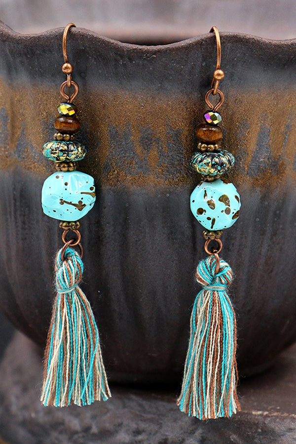 Fashionable Hollow Carved Alloy Tassel Retro Earrings