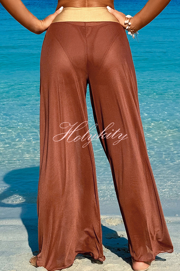 Solid Color Loose Metal Buckle Beach Pants