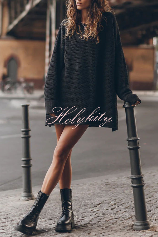 Cup of Cozy Knit Oversized Slit Side Sweater