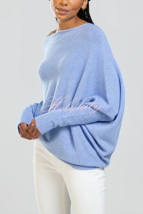 Solid Color Round Neck Long Sleeve Loose Knitted Sweater