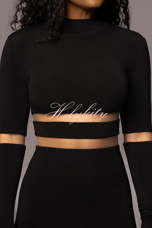 Noir The One High Neck Long Sleeve Midi Dress